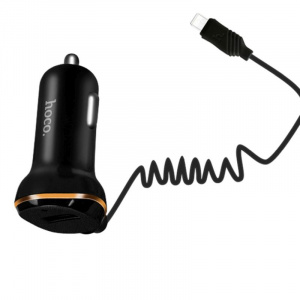 HOCO Z14 SINGLE PORT WITH LIGHTNING CABLE CAR CHARGER ΜΑΥΡΟ
